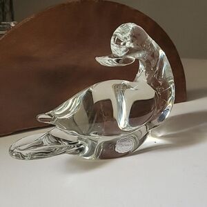 Murano Clear Glass Duck Figurine